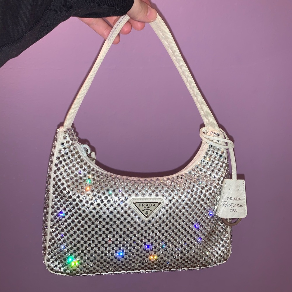 PRADA Satin mini-bag with artificial crystals